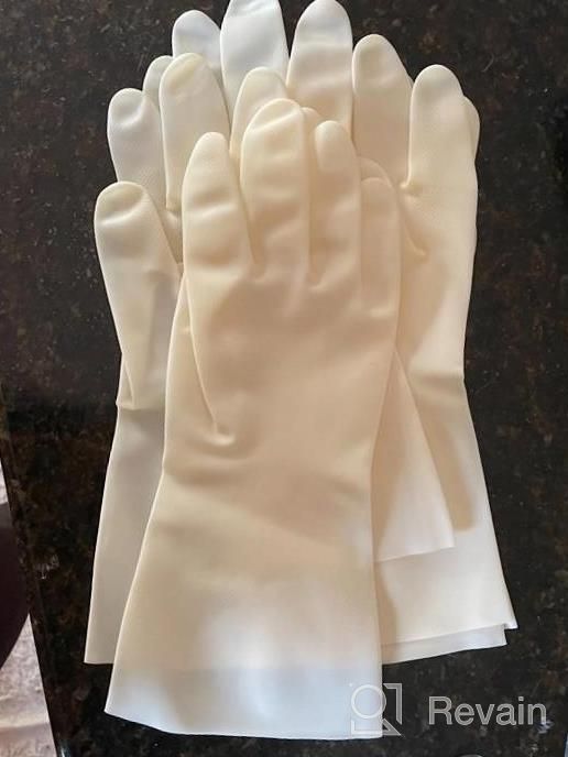 img 1 attached to 3 Pairs Reusable Heavy Duty Rubber Cleaning Gloves For Dishwashing, Kitchen Use - BOOMJOY review by Melissa Dufour