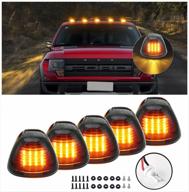 🚦 cab marker lights, smoke lens amber 16 led roof running lights, top clearance light for ford f150 f250 f350 f450 f550 f650 f750 e150 e250 e350 e450 super duty trucks (pack of 5) - 1999-2016 compatible логотип