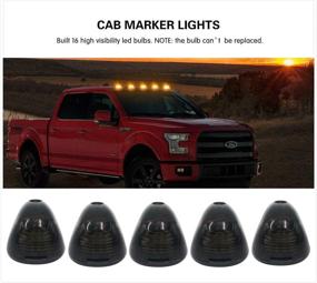 img 3 attached to 🚦 Cab Marker Lights, Smoke Lens Amber 16 Led Roof Running Lights, Top Clearance Light for Ford F150 F250 F350 F450 F550 F650 F750 E150 E250 E350 E450 Super Duty Trucks (Pack of 5) - 1999-2016 Compatible