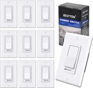 10 pack bestten dimmer light switch - single-pole or 3-way, 120v compatible with led/cfl/incandescent/halogen bulbs & wallplate included - ul listed white логотип