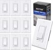 10 pack bestten dimmer light switch - single-pole or 3-way, 120v compatible with led/cfl/incandescent/halogen bulbs & wallplate included - ul listed white logo