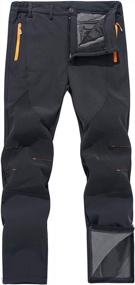 img 4 attached to Мужские непромокаемые штаны для лыжных походов на флисовой подкладке - зимние ветрозащитные брюки Softshell для улицы