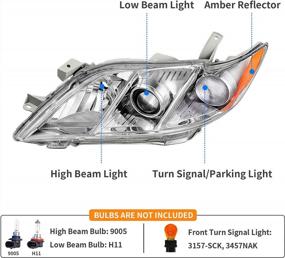 img 3 attached to 2007-2009 Toyota Camry Headlight Assembly (Excluding Hybrid) - Chrome Housing, Amber Reflector, Clear Lens (Driver & Passenger Side)