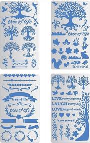 img 4 attached to 4PCS 4X7 Inch Tree Of Life Metal Stencils: Perfect For Wood Carving, Drawings & More!