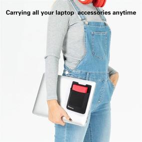 img 1 attached to Держатель для переноски внешнего жесткого диска Epessa Stick-On, портативный многоразовый карманный чехол для хранения стилуса, беспроводной мыши, кабелей, наушников, совместимый с ноутбуком MacBook и Ipad