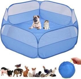 img 4 attached to 🏞️ Versatile Small Animal Cage and Play Yard - Portable Pet Playpen, Indoor/Outdoor Play Tent with Bedding Fence for Hamster, Guinea Pig, Bunny, Puppy, Ferret, Rat, Cat, Chinchilla, Bearded Dragon, Hedgehog