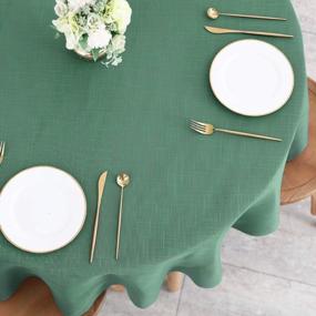 img 2 attached to Add A Touch Of Elegance To Your Table Setting With Maxmill Lux Faux Linen Tablecloth - Wrinkle Resistant, Textured Weaves And Green Color Perfect For Events And Holidays