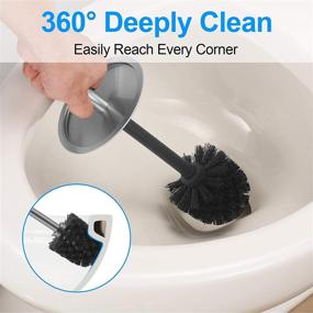 img 3 attached to 🚽 2-Pack Stainless Steel Toilet Bowl Brush and Holder Set by YCWIN - No Smell, Splash-Proof, Leakproof Inner Cup, Durable Bristles for Deep Cleaning, Anti-Slip Base - Bathroom Essential