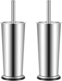 img 4 attached to 🚽 2-Pack Stainless Steel Toilet Bowl Brush and Holder Set by YCWIN - No Smell, Splash-Proof, Leakproof Inner Cup, Durable Bristles for Deep Cleaning, Anti-Slip Base - Bathroom Essential