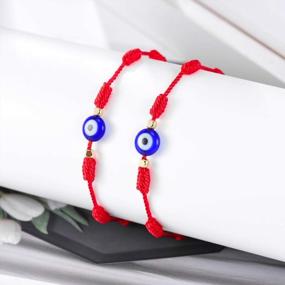 img 3 attached to Red String Amulet Bracelet For Women Men Boys & Girls - Tarsus Evil Eye 7 Knot Lucky Adjustable