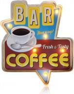 caffeine chic: vintage light up coffee bar sign for retro wall decor, battery operated handmade marquee art, 12.2×11.2 inches logo