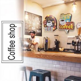img 1 attached to Caffeine Chic: винтажная вывеска с подсветкой для кофейного бара для декора стен в стиле ретро, ​​шатер ручной работы с батарейным питанием, 12,2 × 11,2 дюйма
