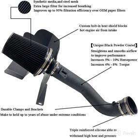 img 3 attached to 🚀 High Performance Cold Air Intake Kit with Filter for Chevy/GMC/Cadillac 2014-2020 (Silverado 1500, Suburban, Tahoe, Sierra 1500, Yukon, Yukon Denali, Escalade) V8 5.3L 6.2L (Black - Improved SEO-friendly Version)