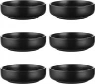 matte black ceramic soy sauce dish dipping bowls - set of 6 | selamica 3.3 inch side dishes for condiments, sushi, ketchup & bbq. logo