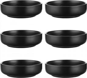 img 4 attached to Матовые черные керамические миски для соевого соуса - набор из 6 | Selamica 3,3-дюймовые гарниры для приправ, суши, кетчупа и барбекю.
