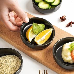 img 2 attached to Matte Black Ceramic Soy Sauce Dish Dipping Bowls - Set Of 6 | Selamica 3.3 Inch Side Dishes For Condiments, Sushi, Ketchup & BBQ.