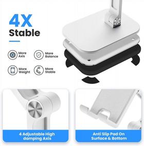 img 1 attached to Tensea Cell Phone Stand IPad Holder For Desk, Adjustable Foldable Flexible IPhone Cradle Tablet Vertical Stand For Office Table Desktop, Universal Compatible From IPad Pro 12.9 To Small Smartphone