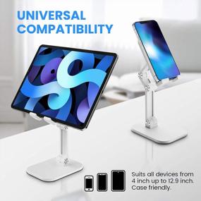 img 3 attached to Tensea Cell Phone Stand IPad Holder For Desk, Adjustable Foldable Flexible IPhone Cradle Tablet Vertical Stand For Office Table Desktop, Universal Compatible From IPad Pro 12.9 To Small Smartphone