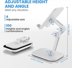 img 2 attached to Tensea Cell Phone Stand IPad Holder For Desk, Adjustable Foldable Flexible IPhone Cradle Tablet Vertical Stand For Office Table Desktop, Universal Compatible From IPad Pro 12.9 To Small Smartphone