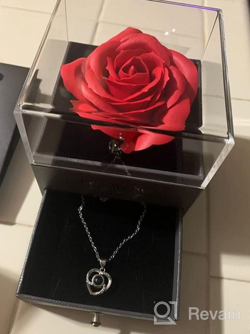 img 1 attached to Projection Heart Pendant Necklace: 100 Languages I Love You Jewelry, Valentine's Day Romantic Gift with Red Rose Storage Box review by Sharon Watson