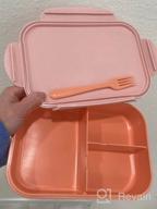 img 1 attached to Leak-Proof Bento Lunch Box With 3 Compartments And Flatware Included For Adults And Kids - Jeopace Blue Bento Boxes, Microwave Safe Lunch Containers review by Jason Hutchinson