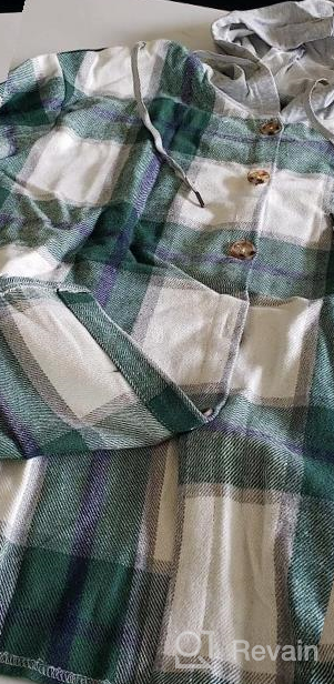 img 1 attached to Women'S Plaid Hooded Shacket Jacket Long Sleeve Button Down Flannel Spring Fall Coat review by Ryan Will