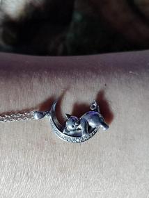 img 6 attached to 🐱 Sterling Silver Cat Necklace with Crescent Moon Pendant - Charming Gifts for Women & Teen Girls