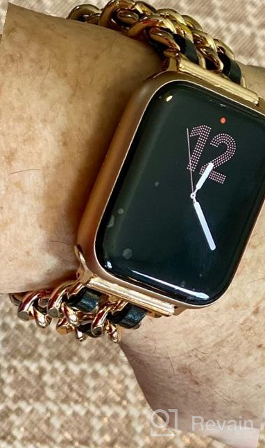 img 1 attached to Bling Rhinestone Metal Link Apple Watch Band For Women - Compatible With Series 1-8 And SE review by Tom Ball