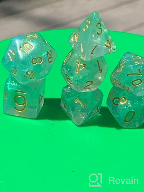 img 1 attached to Pink & Cyan Iridecent Swirls DND Polyhedral Dice Set - 11 Piece For Dungeons And Dragons, D&D Role Playing Games review by Tony Buckley