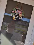 img 1 attached to Rustic Farmhouse Interchangeable Wood Hanging Sign Decor With Artificial Flowers For Front Door, Coffee Bar And Porch - Brown review by Lex Ismael