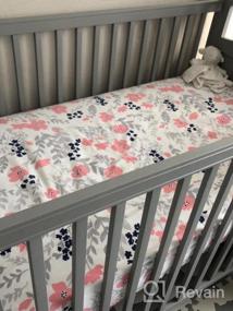 img 4 attached to Coral Pink, Grey And Navy Blue Flower Fitted Crib Or Toddler Sheet - 100% Cotton Baby Nursery Bedding For A Sweet And Chic Look