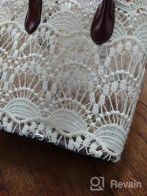 img 5 attached to Vintage Off-White Cotton Lace Women'S Tote Bag - Solid Clear Handbag With Fabric