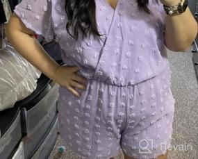 img 5 attached to Floral Polka Dot Beach Jumpsuit: Women'S Summer Romper With Short Sleeves And Deep V-Neck Wrap
