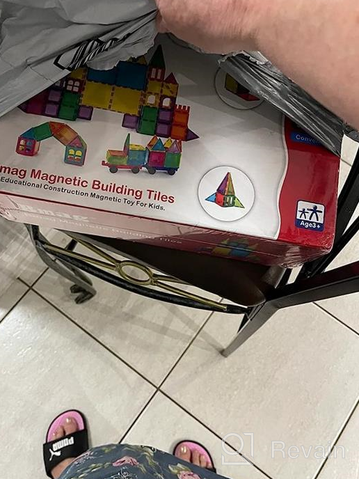 img 1 attached to Unleash Your Child'S Creativity With BMAG Magnetic Tiles - 120 PCS Building Blocks And 2 Cars For Hours Of Fun And STEM Learning! review by Michelle Lopez
