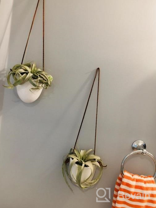 img 1 attached to Modern And Chic: Set Of 3 Ceramic White Hanging Planters With Jute Rope For Indoor Succulent Plants review by Todd Roberts