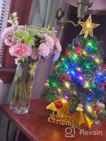 img 8 attached to Мини-набор рождественской елки с фиолетовыми светодиодными огнями - идеально подходит для украшения стола в помещении!