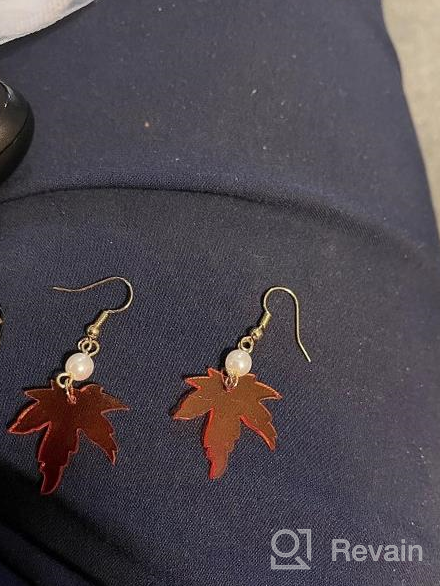 img 1 attached to FUTIMELY Red Maple Leaf Earrings,Christmas Earrings For Women'S Girls,Thanksgiving Jewelry,Long Tassels Pearl Drop Dangle Earrings review by Heather Ward