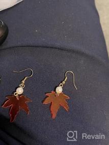 img 5 attached to FUTIMELY Red Maple Leaf Earrings,Christmas Earrings For Women'S Girls,Thanksgiving Jewelry,Long Tassels Pearl Drop Dangle Earrings