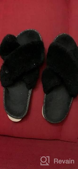 img 1 attached to Women'S Open Toe Fuzzy Slippers Cross Band House Shoes Soft Fluffy Cozy Slide Sandals review by Peter Barrera