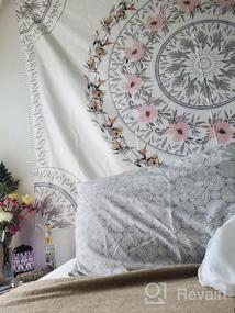 img 7 attached to Bohemian Chic: Simpkeely Sketched Floral Medallion Yellow Tapestry For Stylish Home Décor