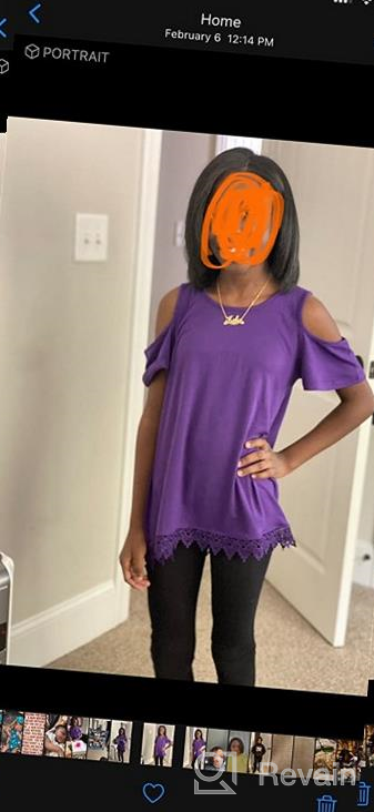 img 1 attached to Mirawise Girls Tunic Tops - Cold Shoulder Lace Loose Soft Blouse T-Shirt | Long/Short Sleeve | Ages 4-13 review by Ashley Baker