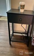 img 1 attached to Rustic Black Nightstand With Charging Station, Tall End Table Drawer And Mesh Basket Storage For Bedroom, Living Room & Small Spaces review by Marta Bruns