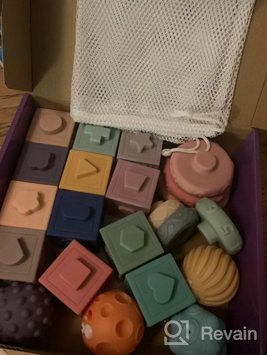 img 1 attached to 🧩 Dreampark Montessori Building Blocks Teething Toys - Baby Toys 0-6 Months - 3-in-1 Infant Toys for 6-12 Months and Babies 12-18 Months review by David Foster