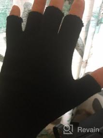 img 5 attached to 10 пар полупальцевых перчаток для мужчин и женщин, зимние теплые эластичные вязаные перчатки без пальцев, Cooraby