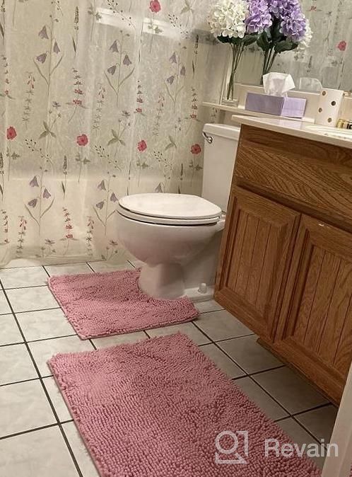 img 1 attached to LuxUrux Red Christmas Décor Bathroom Rugs 3Pc Set, Includes U-Shaped Contour Toilet Mat, 20 X 30'' And 16 X 24'' Bath Mat, Machine Washable, Red review by Lacey Mendoza