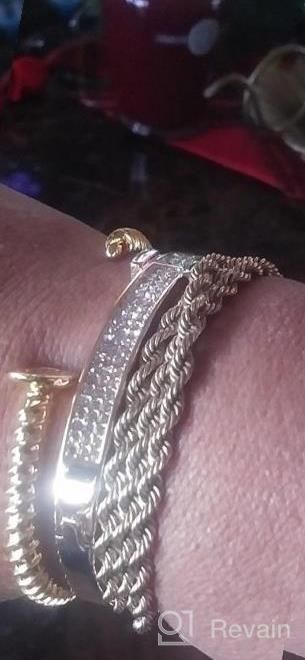 img 1 attached to Fettero Gold Cuff Bracelet: Adjustable Open Wrap Letter Bangle For Women - Perfect Gift Of Love & Friendship! review by Mike Nix