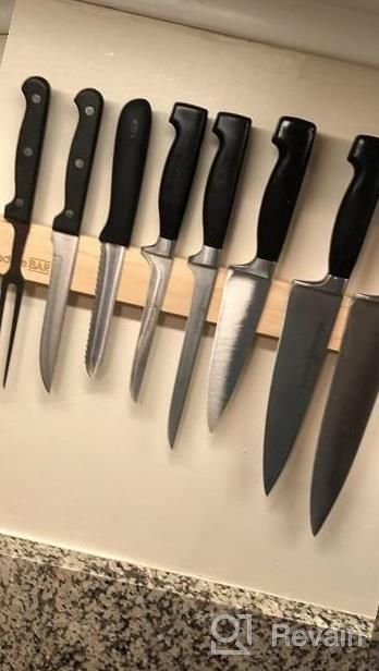 img 1 attached to Franluca 16” Wood Magnetic Knife Strip – Powerful Wall Mounted Kitchen Knife Holder, CaddieBAR Premium Wooden Magnet Rack For Knives. review by Sam Duppa