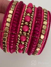 img 8 attached to 💖 The Vibrant Pink and Elegant Gold Bead Tribal Spiral Cuff Bracelet for a Chic Traditional Look