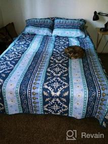img 6 attached to Twin Size Lightweight Cotton Bohemian Blue Style Travan 3-Piece Bedspread Quilt Set With Shams, Oversized Boho Bedding