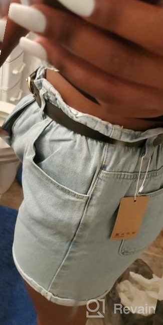 img 1 attached to Get Ready For Summer With Plaid&Plain Women'S High Waisted Rolled Blue Jean Shorts review by Malik Berry